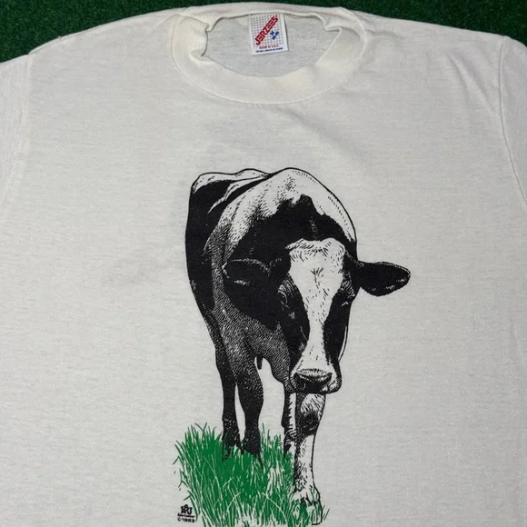 Vintage Chic Fil A 80s 90s Cow Tee Retro Double Sided S/M T Shirt 18x26 - Picture 2 of 8